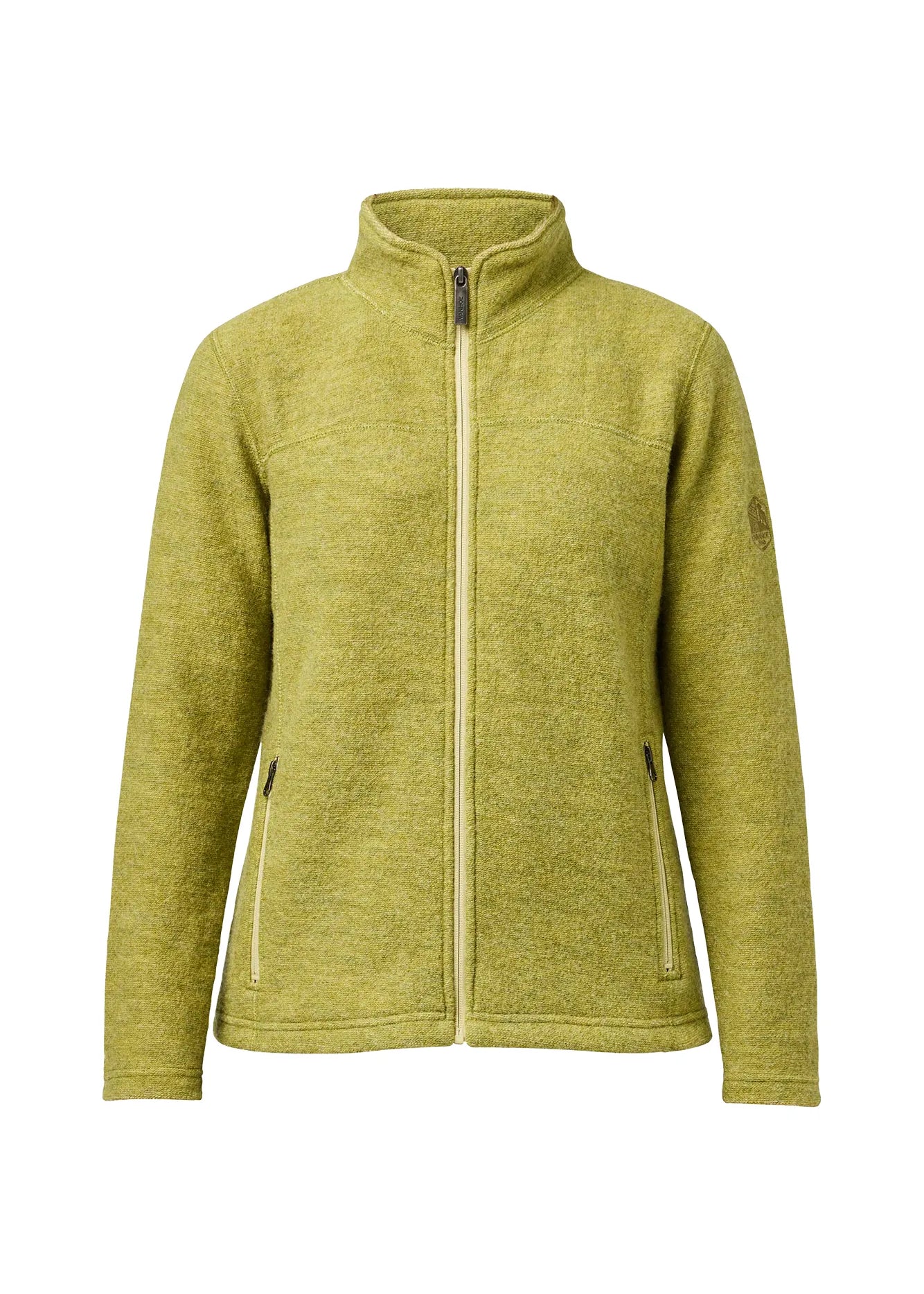BEATA FULL ZIP, 100% FILTAD ULL — GOLDEN LIME - Ivanhoe of Sweden