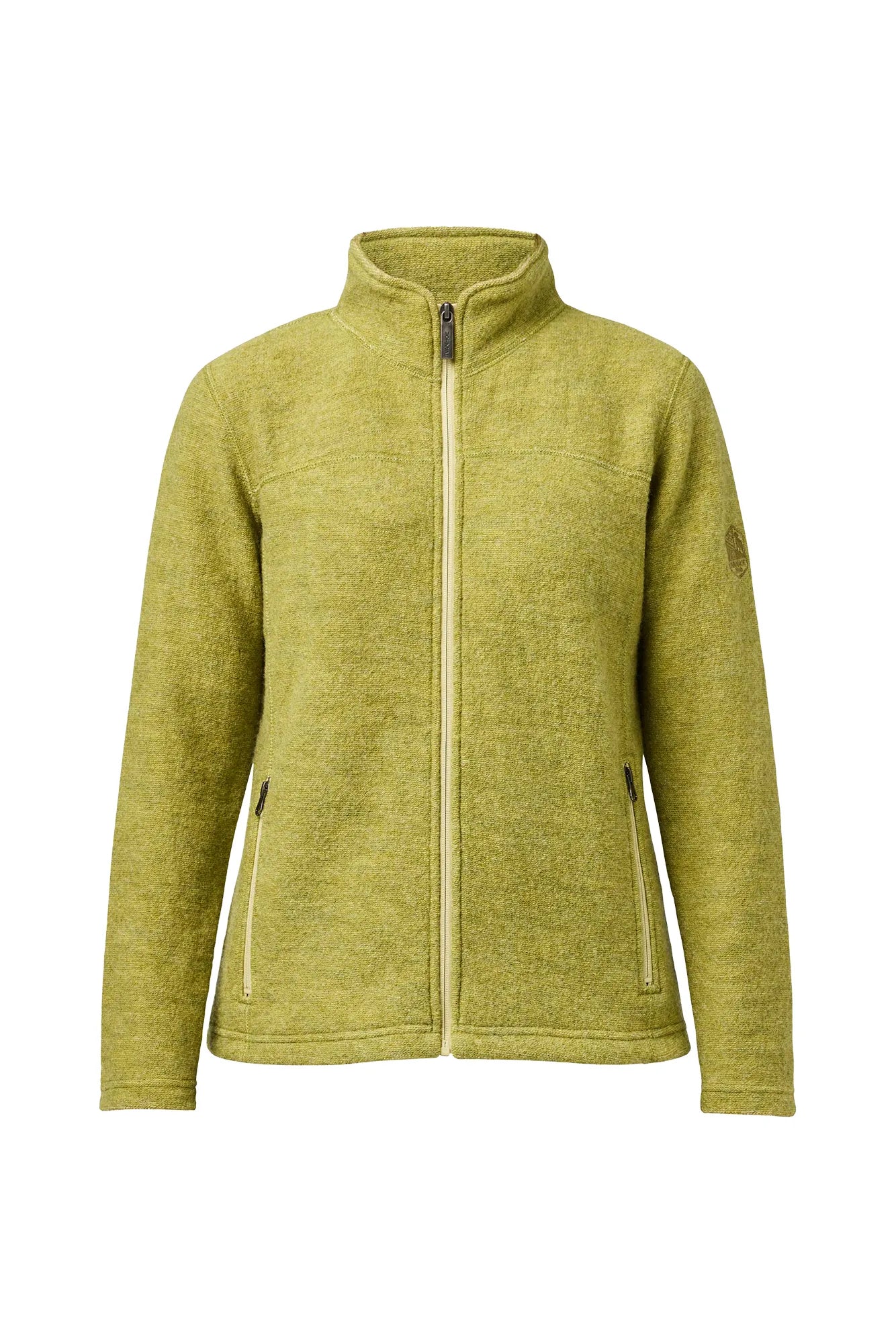 BEATA FULL ZIP, 100% FILTAD ULL — GOLDEN LIME - Ivanhoe of Sweden