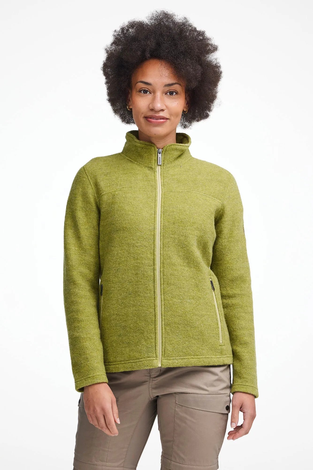 BEATA FULL ZIP, 100% FILTAD ULL — GOLDEN LIME - Ivanhoe of Sweden
