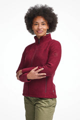 BEATA FULL ZIP, 100% FILTAD ULL — DEEP RED