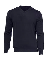 MERINO V-NECK MALE, 100% EXTRA FINE MERINOULL — BLACK