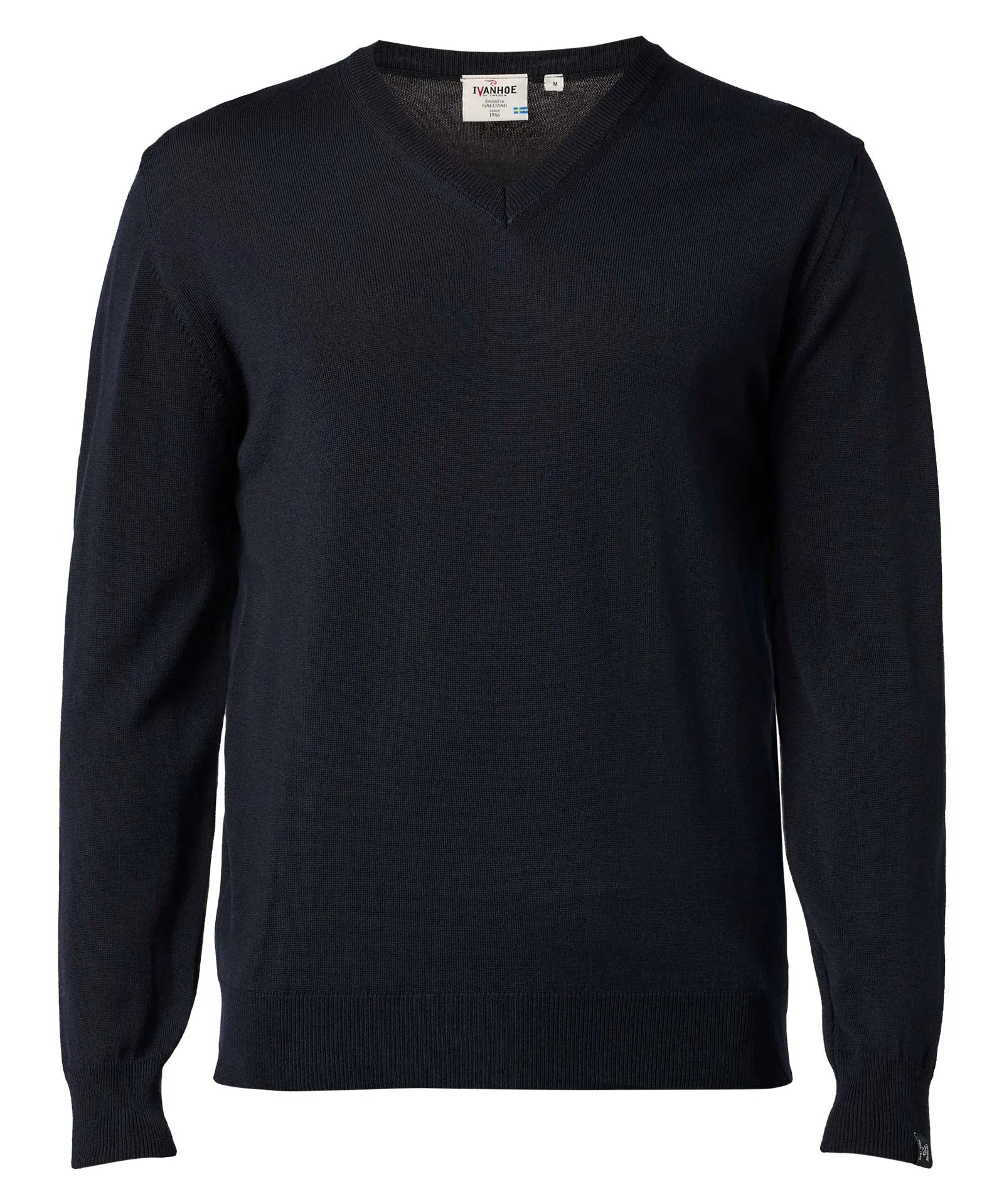 MERINO V - NECK MALE, 100% EXTRA FINE MERINOULL — NAVY - Ivanhoe of Sweden