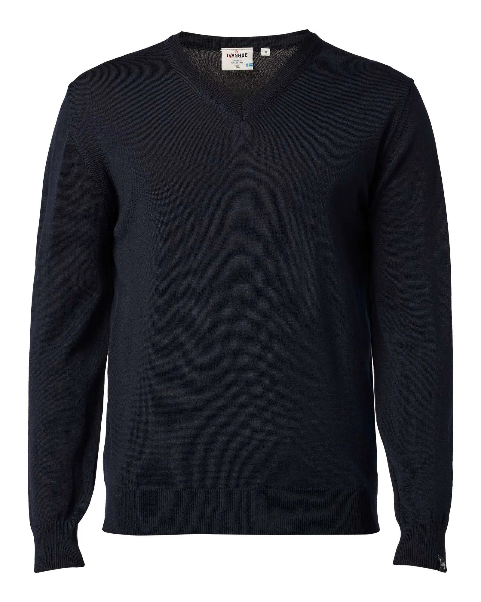 MERINO V - NECK MALE, 100% EXTRA FINE MERINOULL — NAVY - Ivanhoe of Sweden