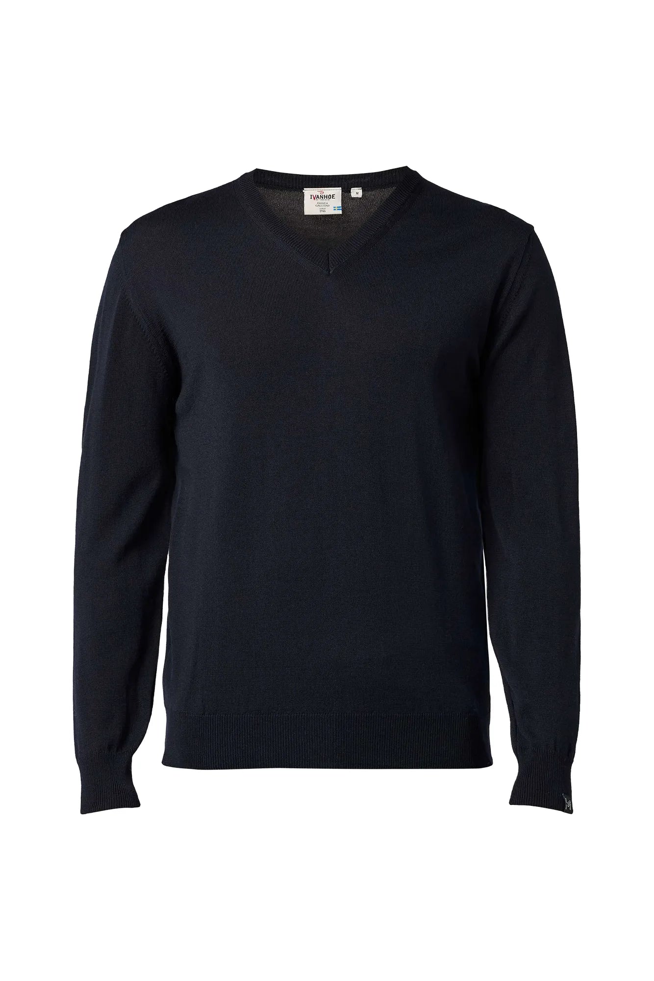 MERINO V-NECK MALE, 100% EXTRA FINE MERINOULL — NAVY - Ivanhoe of Sweden