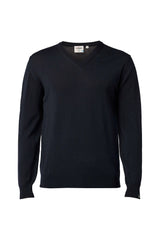 MERINO V-NECK MALE, 100% EXTRA FINE MERINOULL — NAVY
