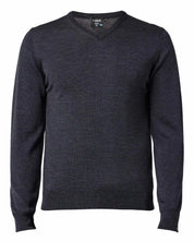 MERINO V - NECK MALE, 100% EXTRA FINE MERINOULL — GRAPHITE MARL - Ivanhoe of Sweden
