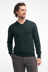 MERINO V-NECK MALE, 100% MERINO WOOL EXTRAFINE — BLACK
