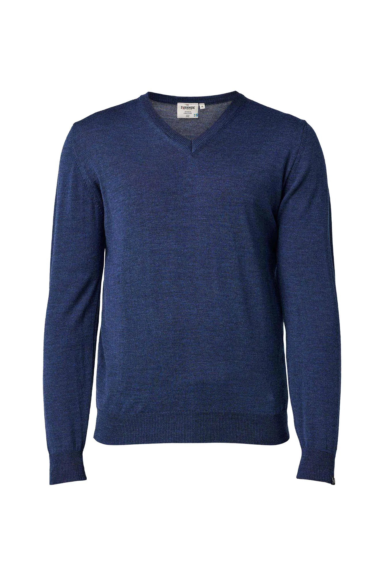MERINO V-NECK MALE, 100% EXTRA FINE MERINOULL — STEELBLUE - Ivanhoe of Sweden