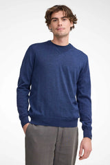 MERINO V-NECK MALE, 100% EXTRA FINE MERINOULL — STEELBLUE