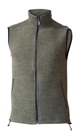 KURRE VEST, 60% BOILED WOOL, 40% LYCOCELL — LICHEN GREEN