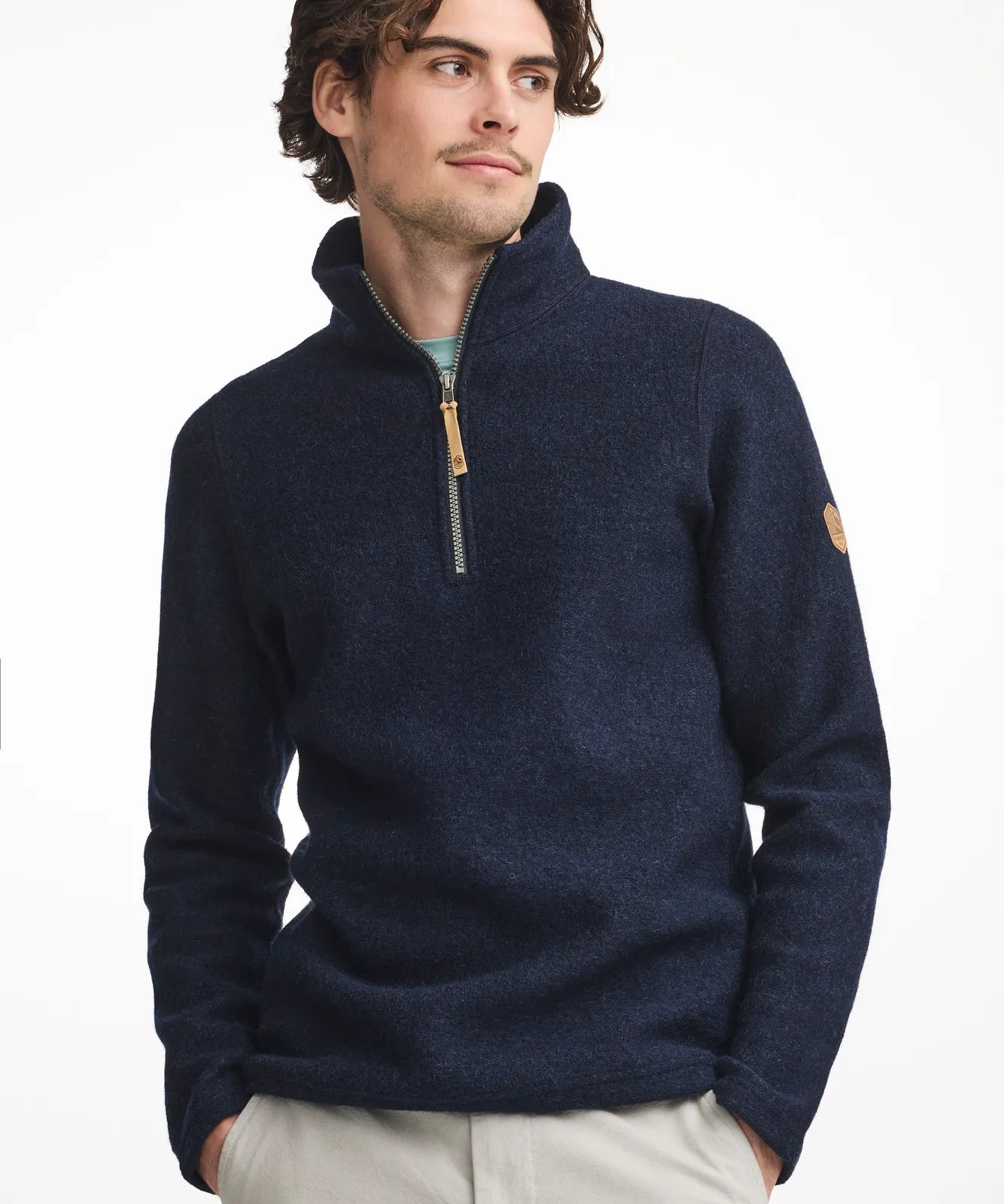 BRODAL HALF ZIP, 100% FILTAD ULL — LIGHT NAVY - Ivanhoe of Sweden