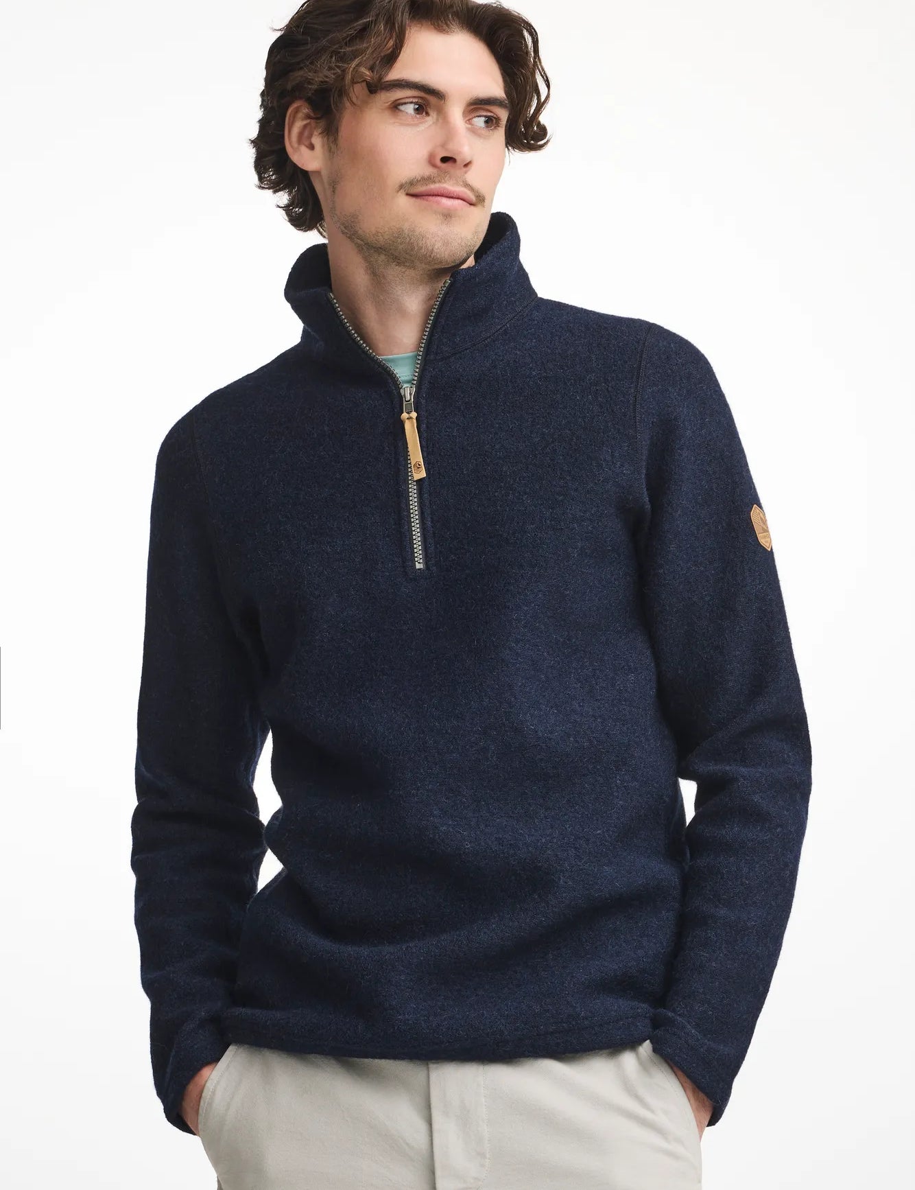BRODAL HALF ZIP, 100% FILTAD ULL — LIGHT NAVY - Ivanhoe of Sweden
