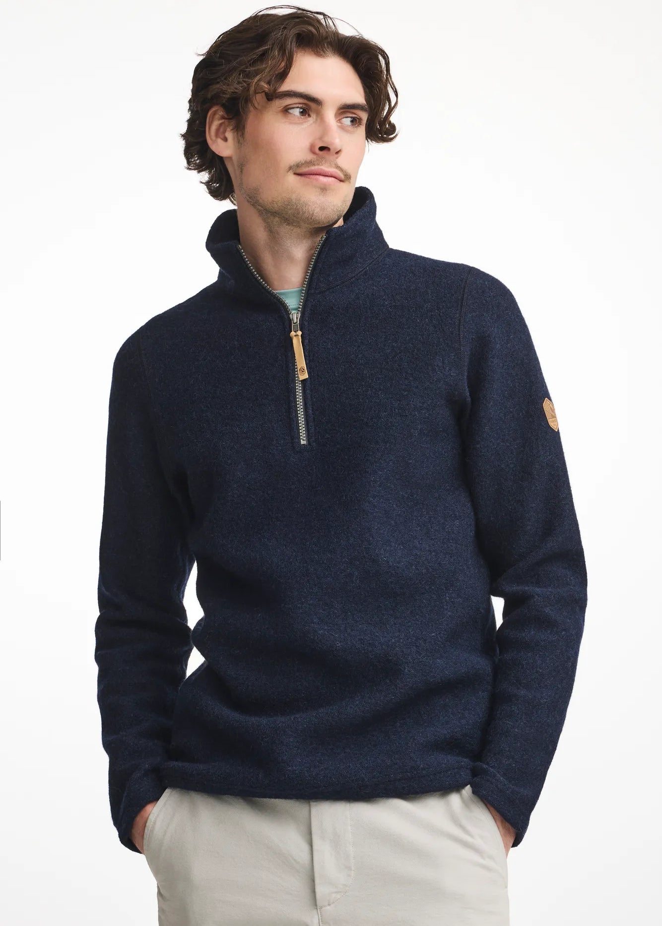 BRODAL HALF ZIP, 100% FILTAD ULL — LIGHT NAVY - Ivanhoe of Sweden