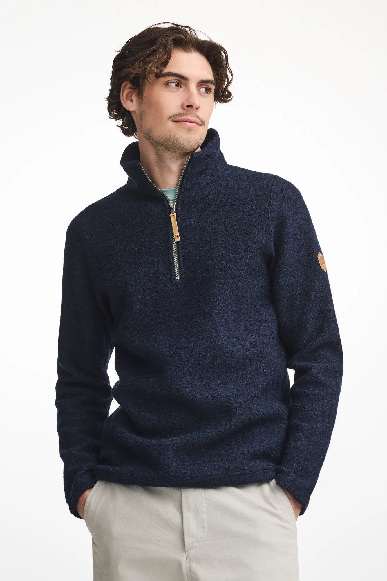 BRODAL HALF ZIP, 100% FILTAD ULL — LIGHT NAVY - Ivanhoe of Sweden