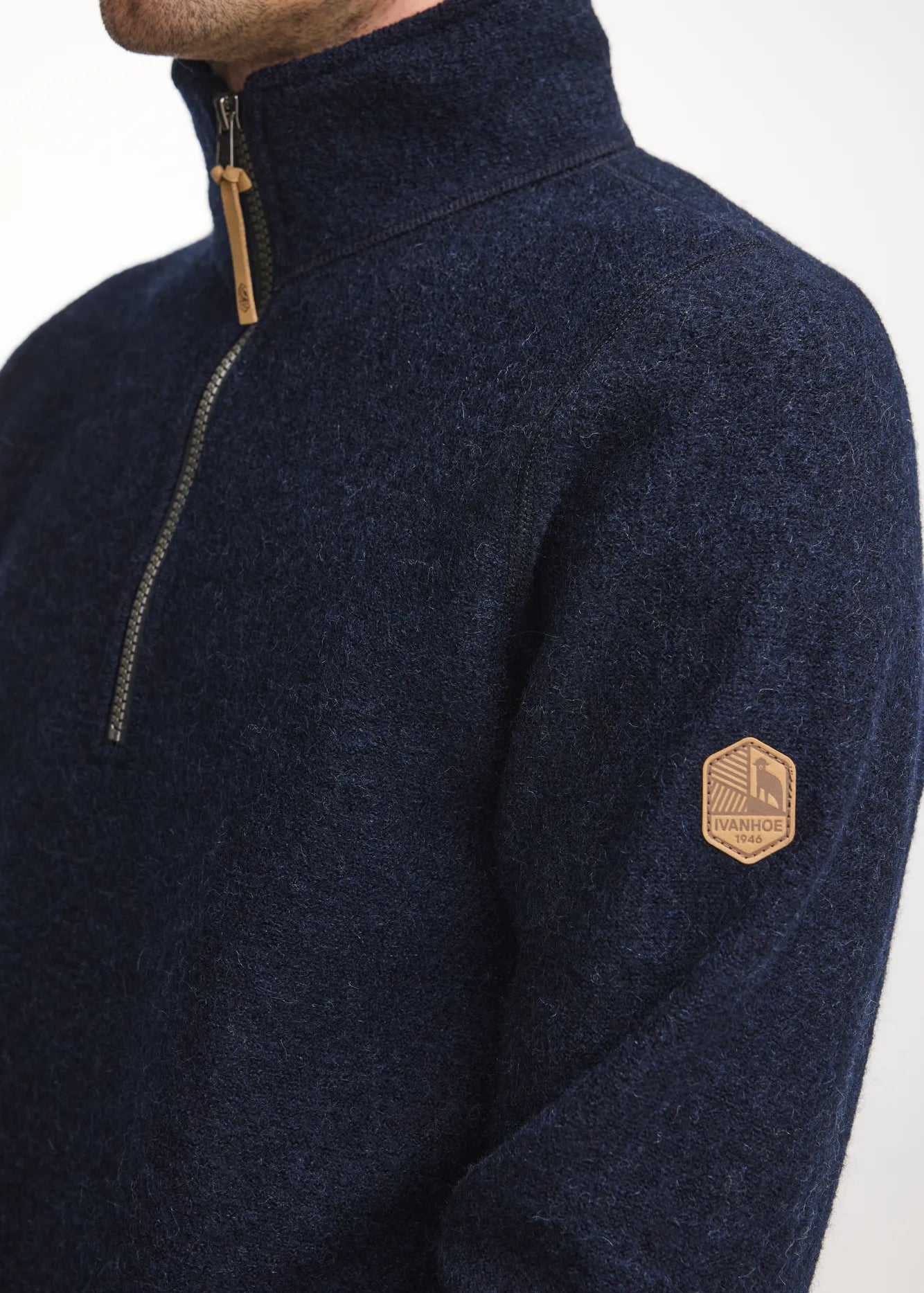 BRODAL HALF ZIP, 100% FILTAD ULL — LIGHT NAVY - Ivanhoe of Sweden