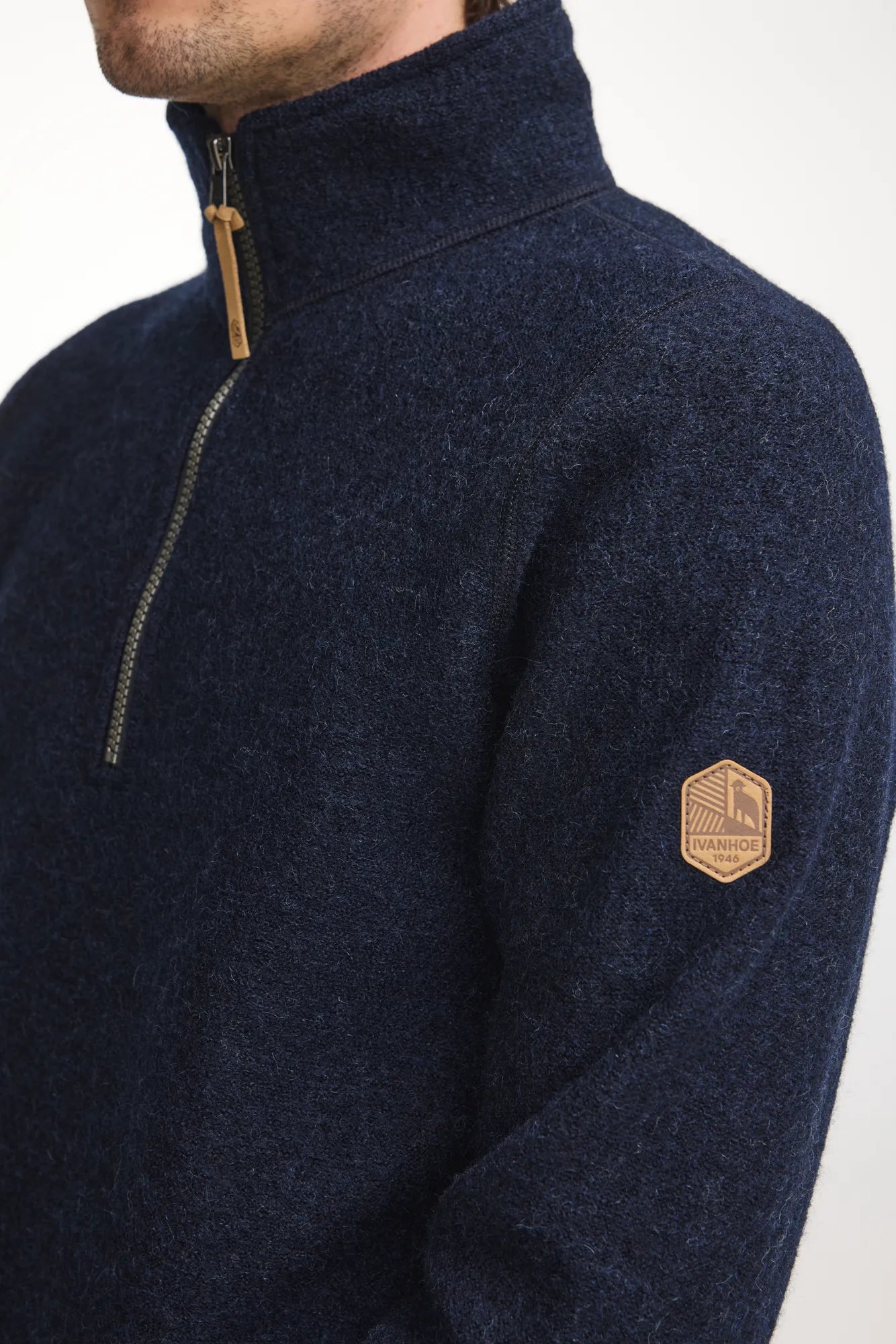 BRODAL HALF ZIP, 100% FILTAD ULL — LIGHT NAVY - Ivanhoe of Sweden