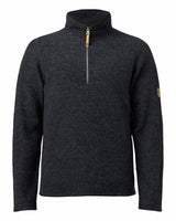 BRODAL HALF ZIP, 100% BOILED WOOL  — GRAPHITE MARL
