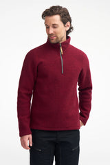 BRODAL HALF ZIP, 100% BOILED WOOL  — DEEP RED