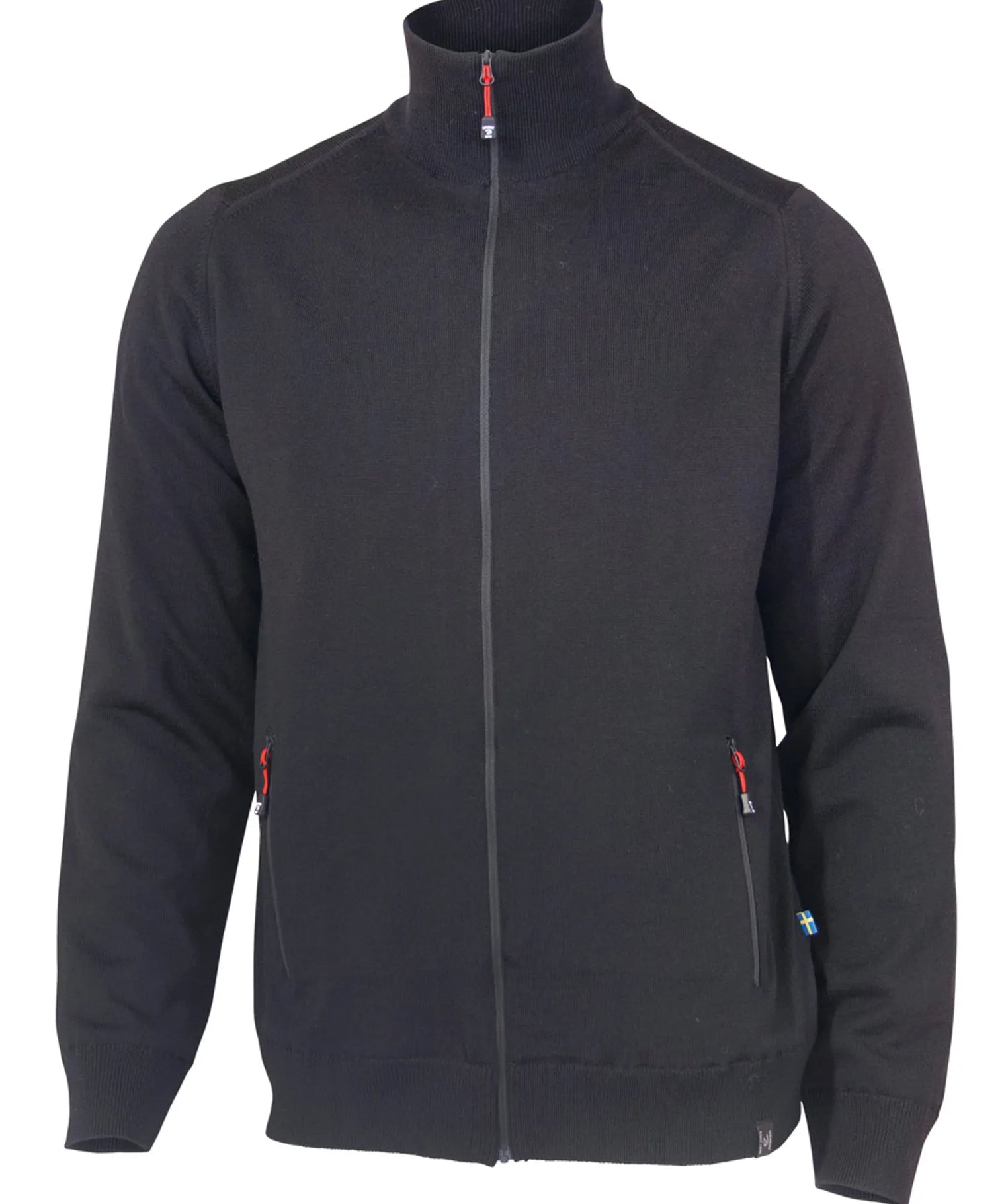 YORK FULL ZIP WINDBREAKER, 100% EXTRA FINE MERINOULL — BLACK - Ivanhoe of Sweden