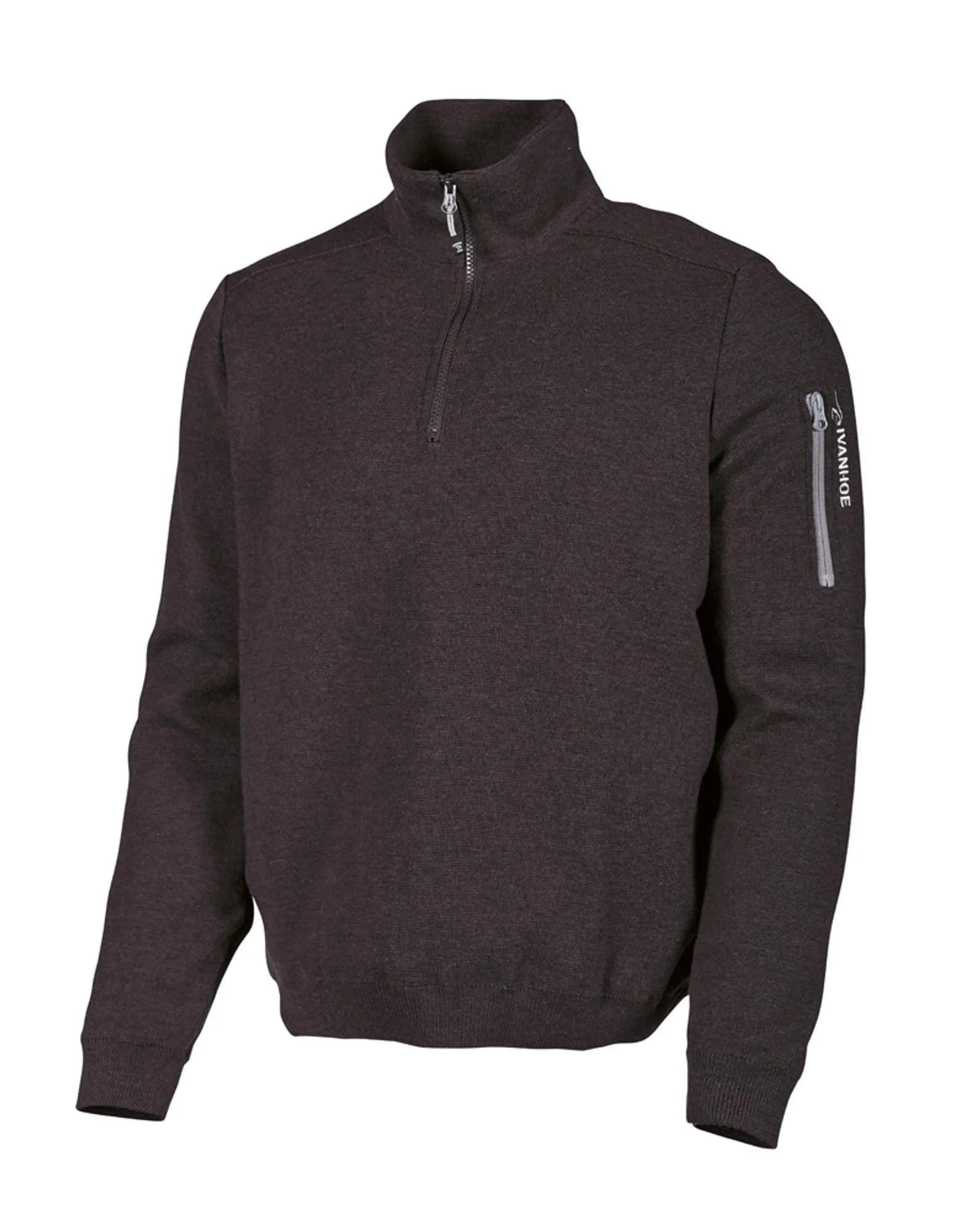 HADAR HALF ZIP, 100% EXTRA FINE MERINOULL — BLACK - Ivanhoe of Sweden