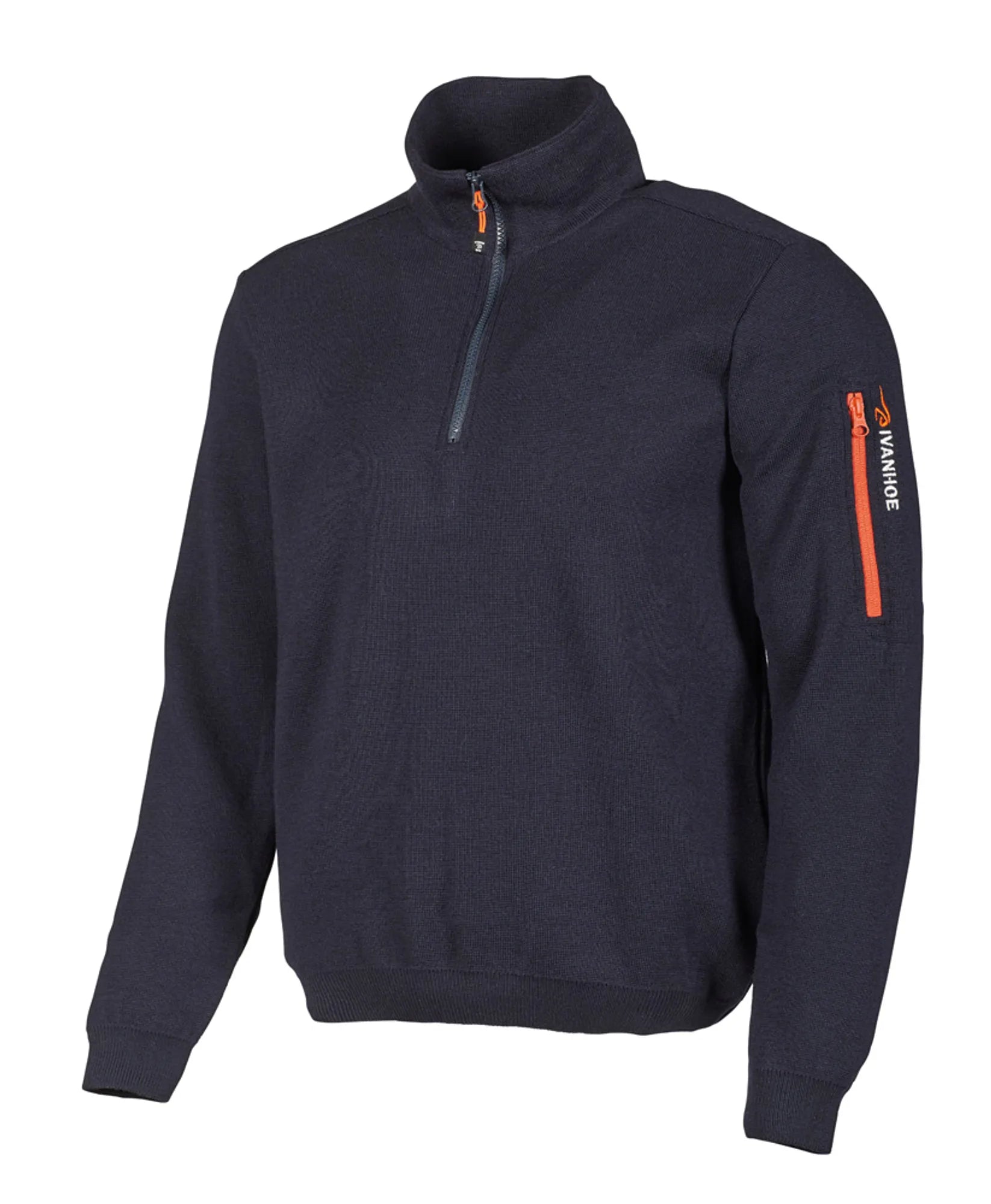 HADAR HALF ZIP, 100% EXTRA FINE MERINOULL — NAVY - Ivanhoe of Sweden