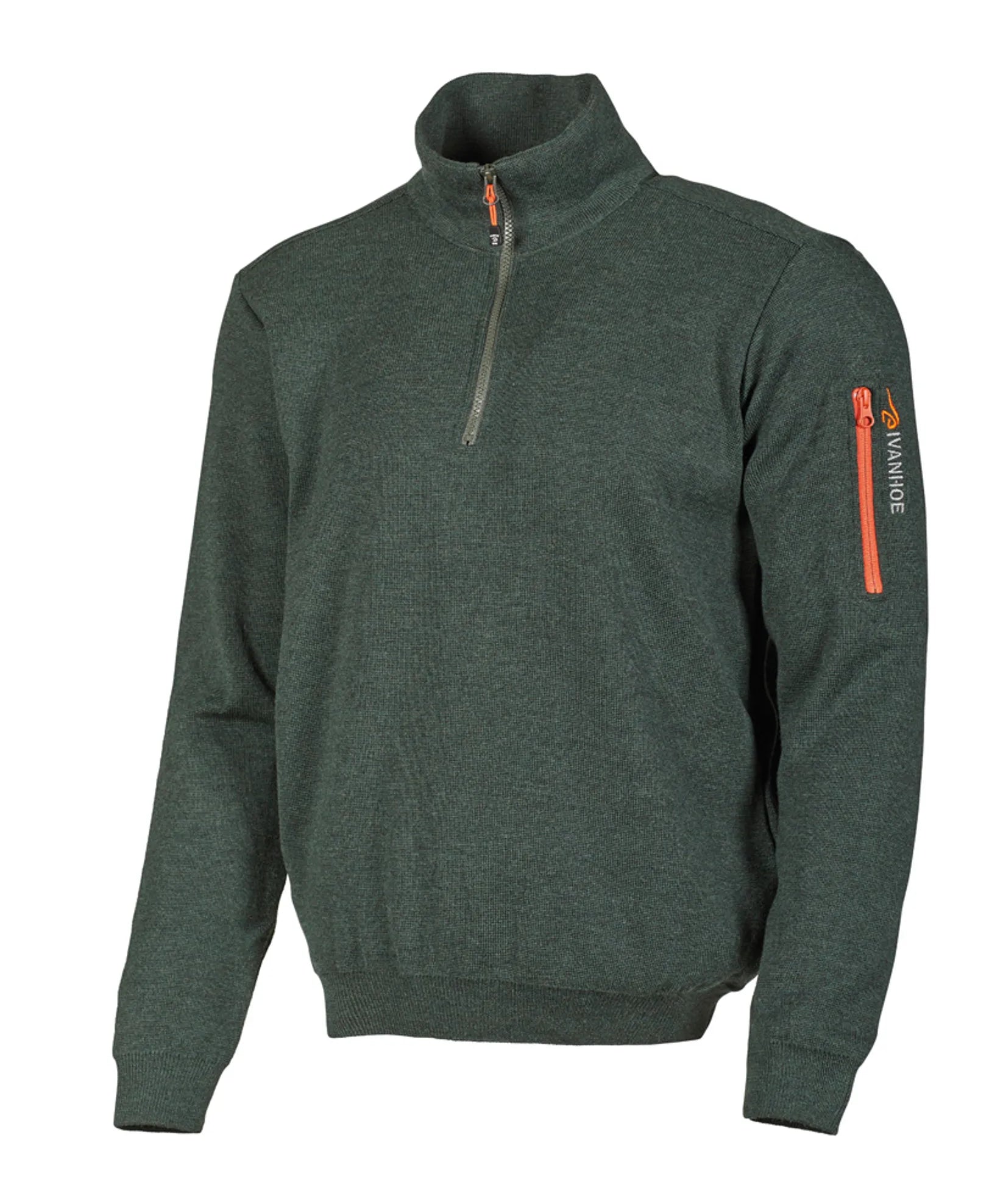 HADAR HALF ZIP, 100% EXTRA FINE MERINOULL — RIFLE GREEN - Ivanhoe of Sweden