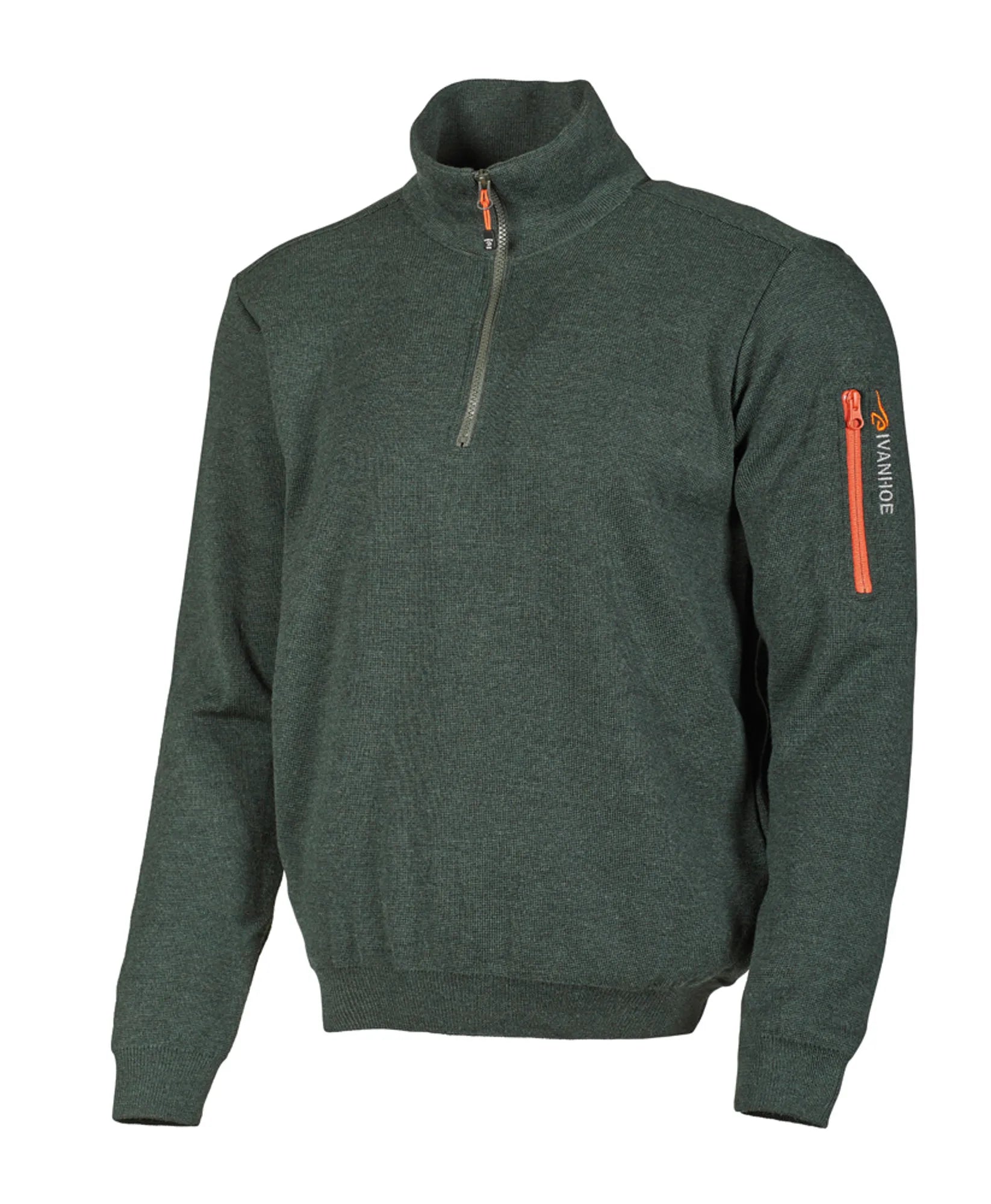 HADAR HALF ZIP, 100% EXTRA FINE MERINOULL — RIFLE GREEN - Ivanhoe of Sweden