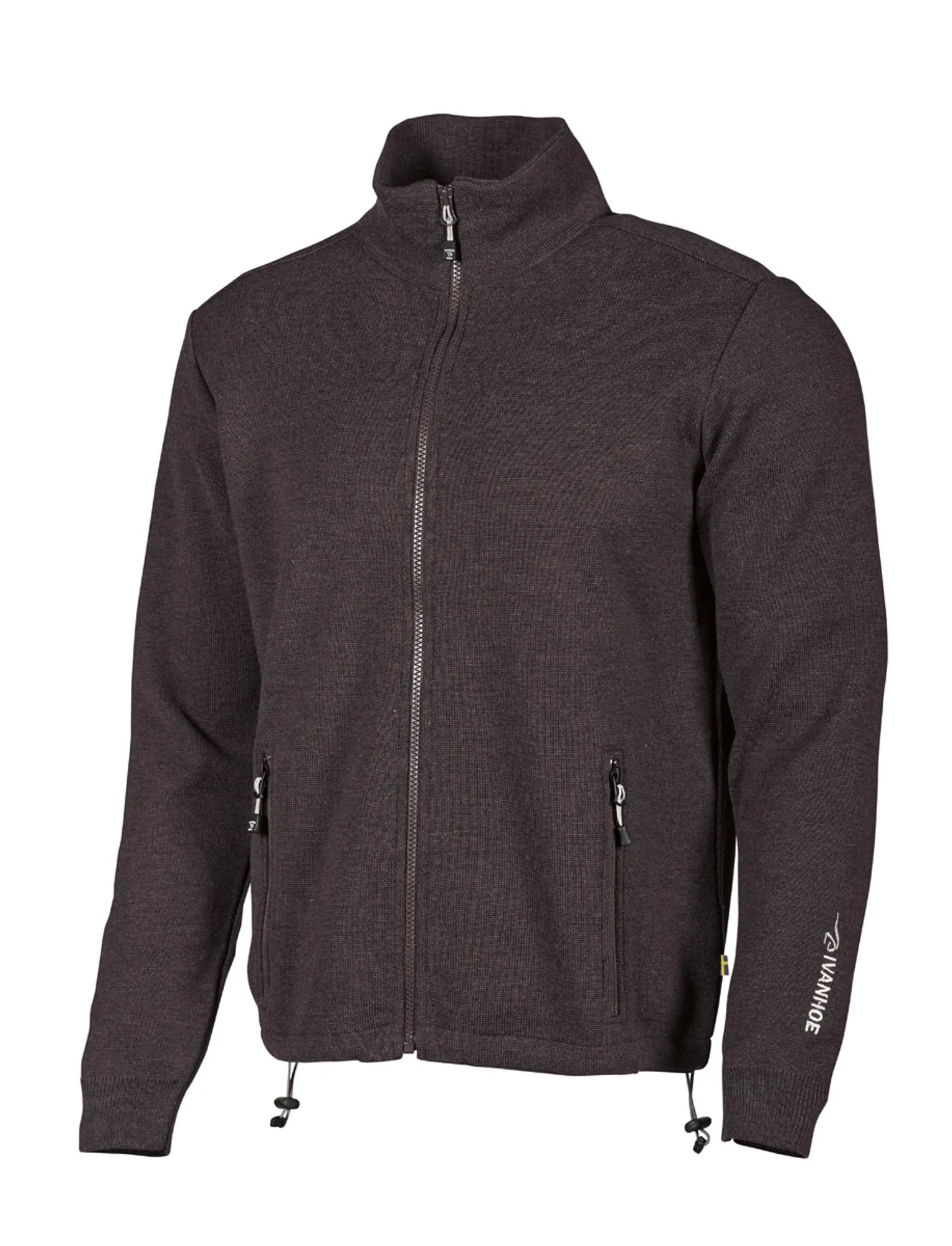 HADAR FULL ZIP, 100% EXTRA FINE MERINOULL — BLACK - Ivanhoe of Sweden