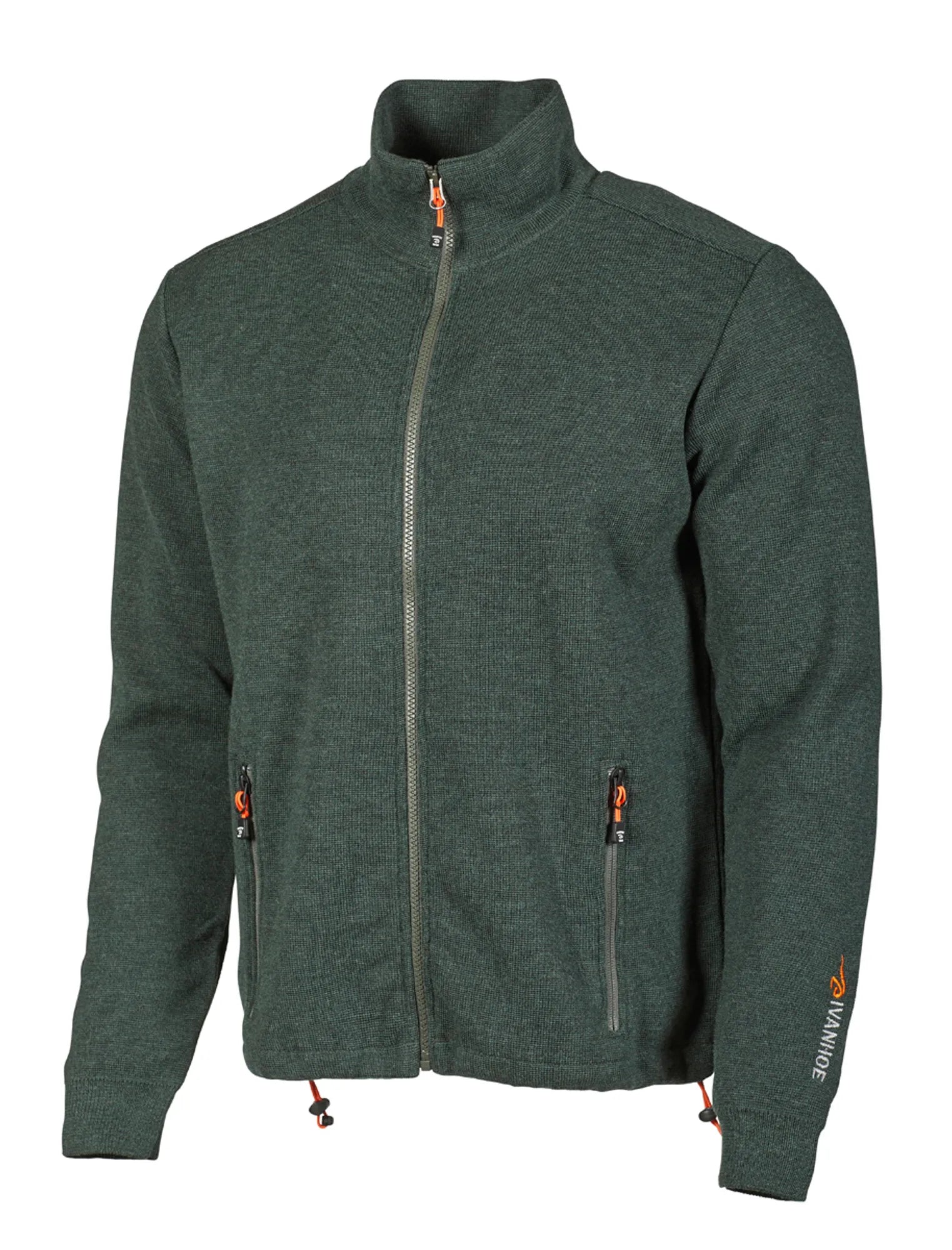 HADAR FULL ZIP, 100% EXTRA FINE MERINOULL — RIFLE GREEN - Ivanhoe of Sweden