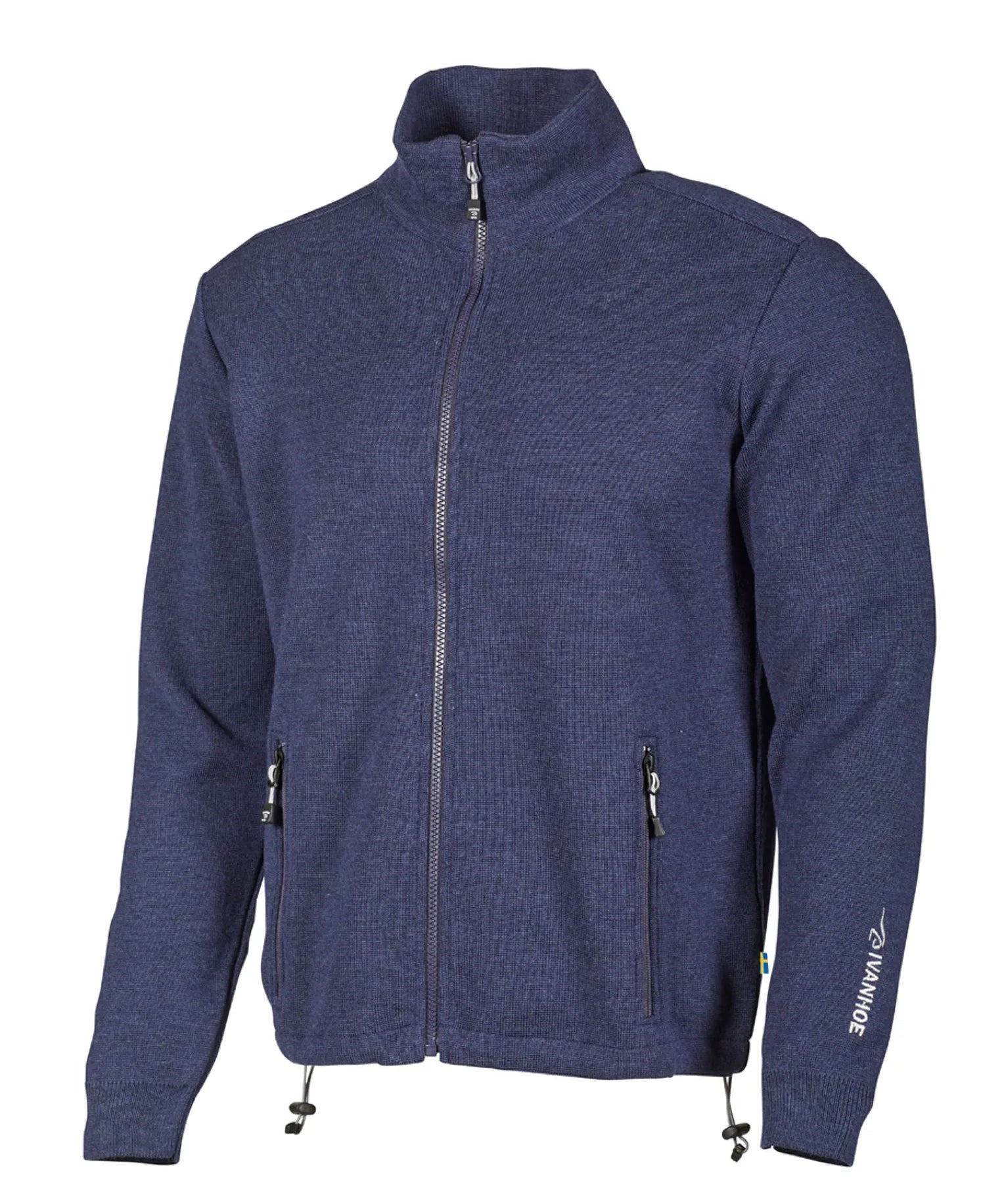HADAR FULL ZIP, 100% EXTRA FINE MERINOULL — STEELBLUE - Ivanhoe of Sweden