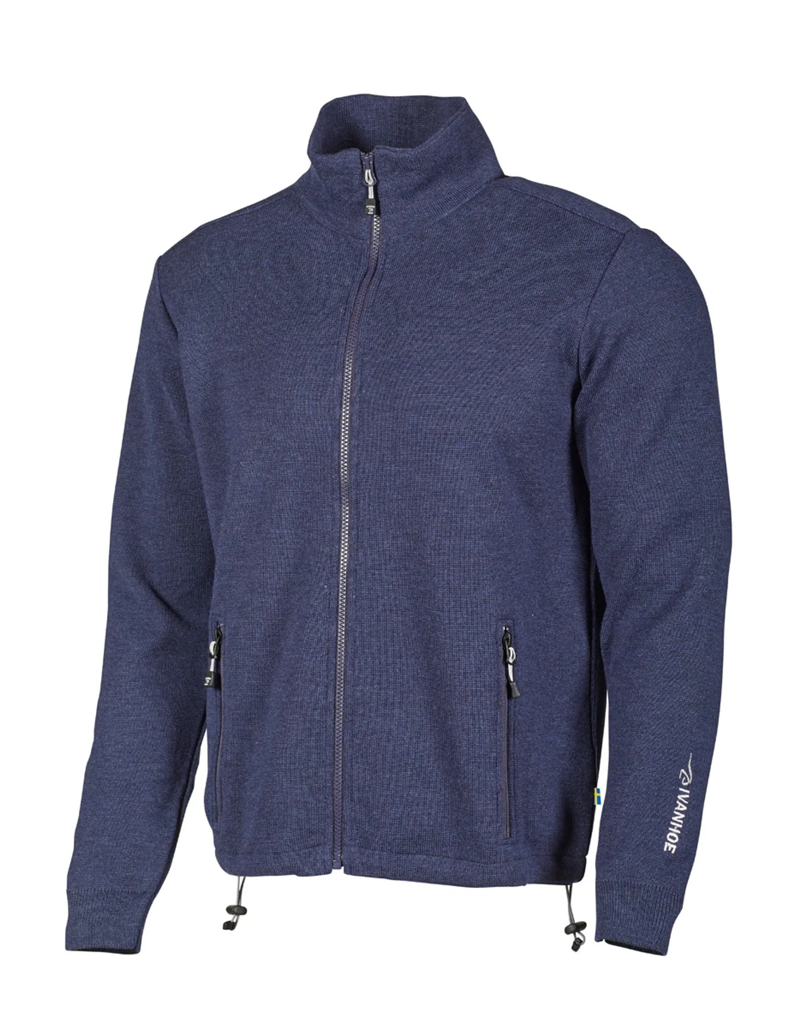 HADAR FULL ZIP, 100% EXTRA FINE MERINOULL — STEELBLUE - Ivanhoe of Sweden