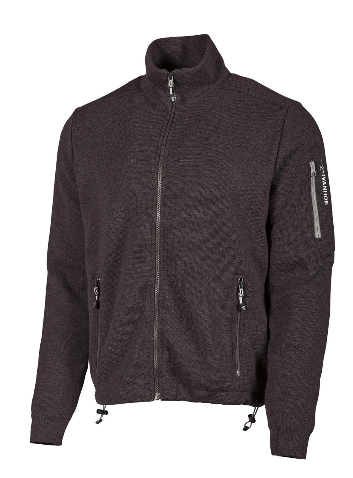 HADAR FULL ZIP WINDBREAKER, 100% EXTRA FINE MERINOULL — BLACK - Ivanhoe of Sweden
