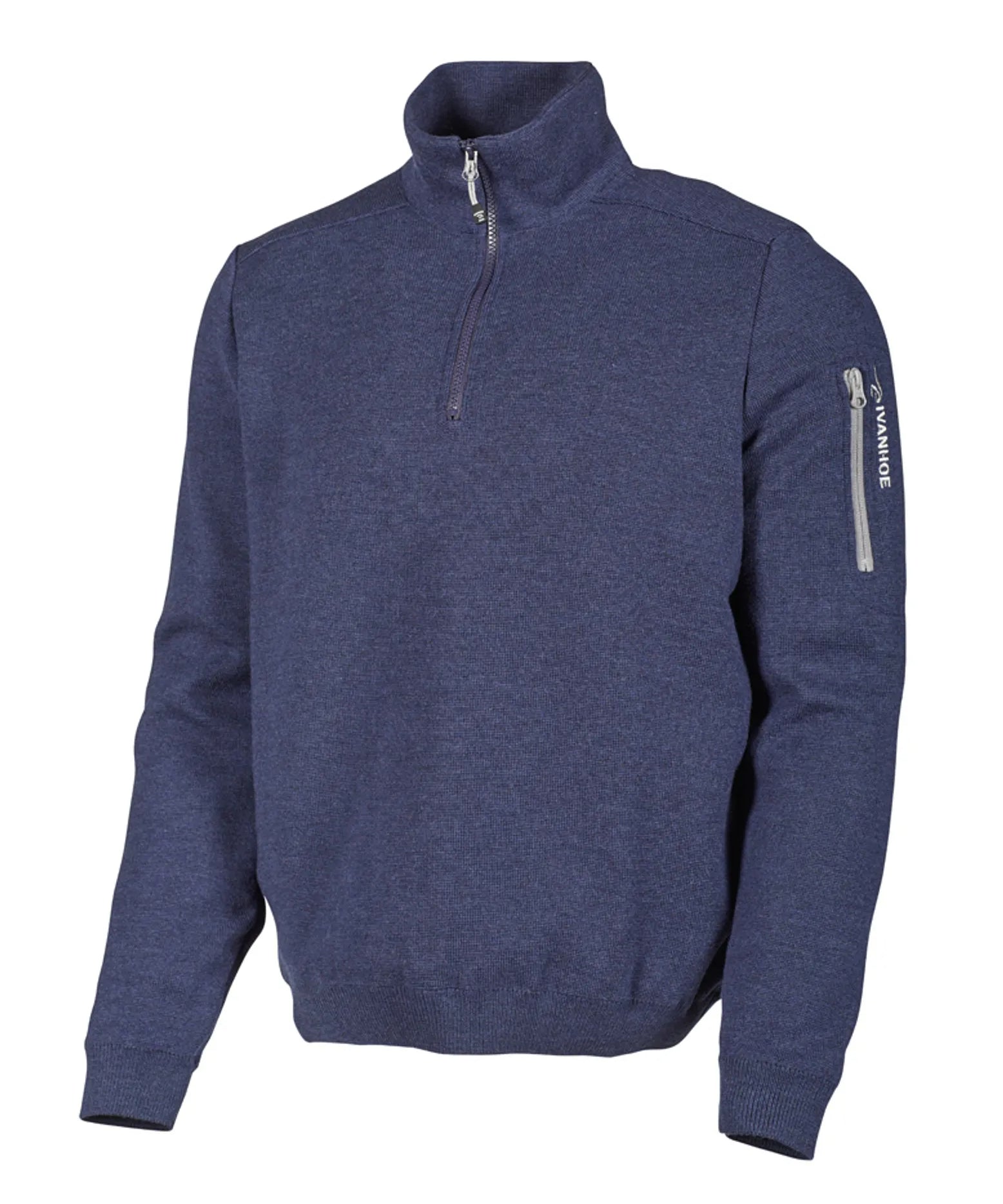 HADAR HALF ZIP WINDBREAKER, 100% EXTRA FINE MERINOULL — STEELBLUE - Ivanhoe of Sweden