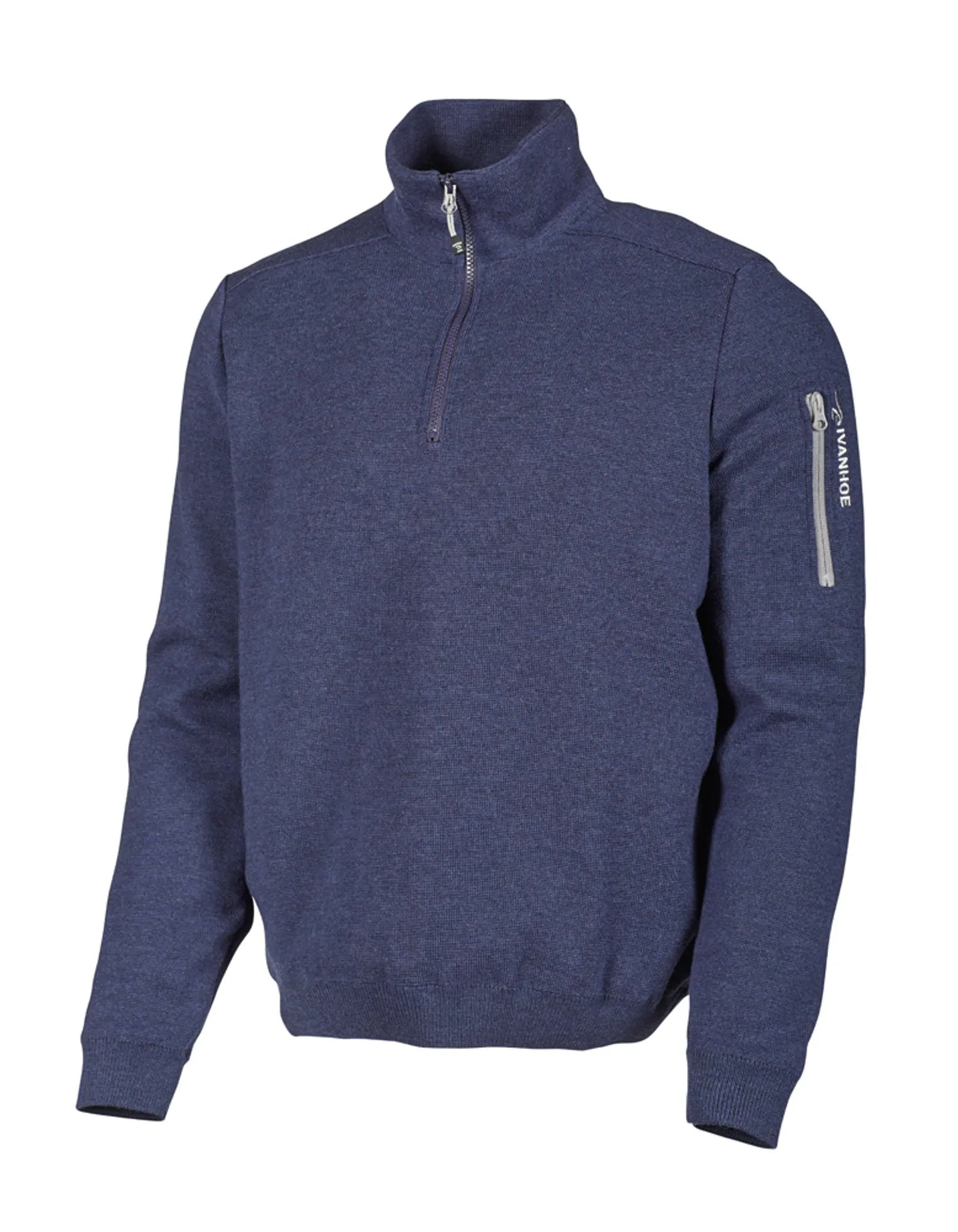 HADAR HALF ZIP WINDBREAKER, 100% EXTRA FINE MERINOULL — STEELBLUE - Ivanhoe of Sweden