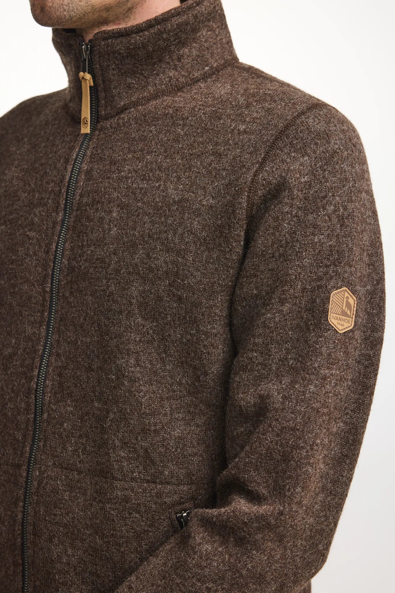 NLS SAP FULL ZIP, 100% OFÄRGAD ULL — CHOCOLATE - Ivanhoe of Sweden
