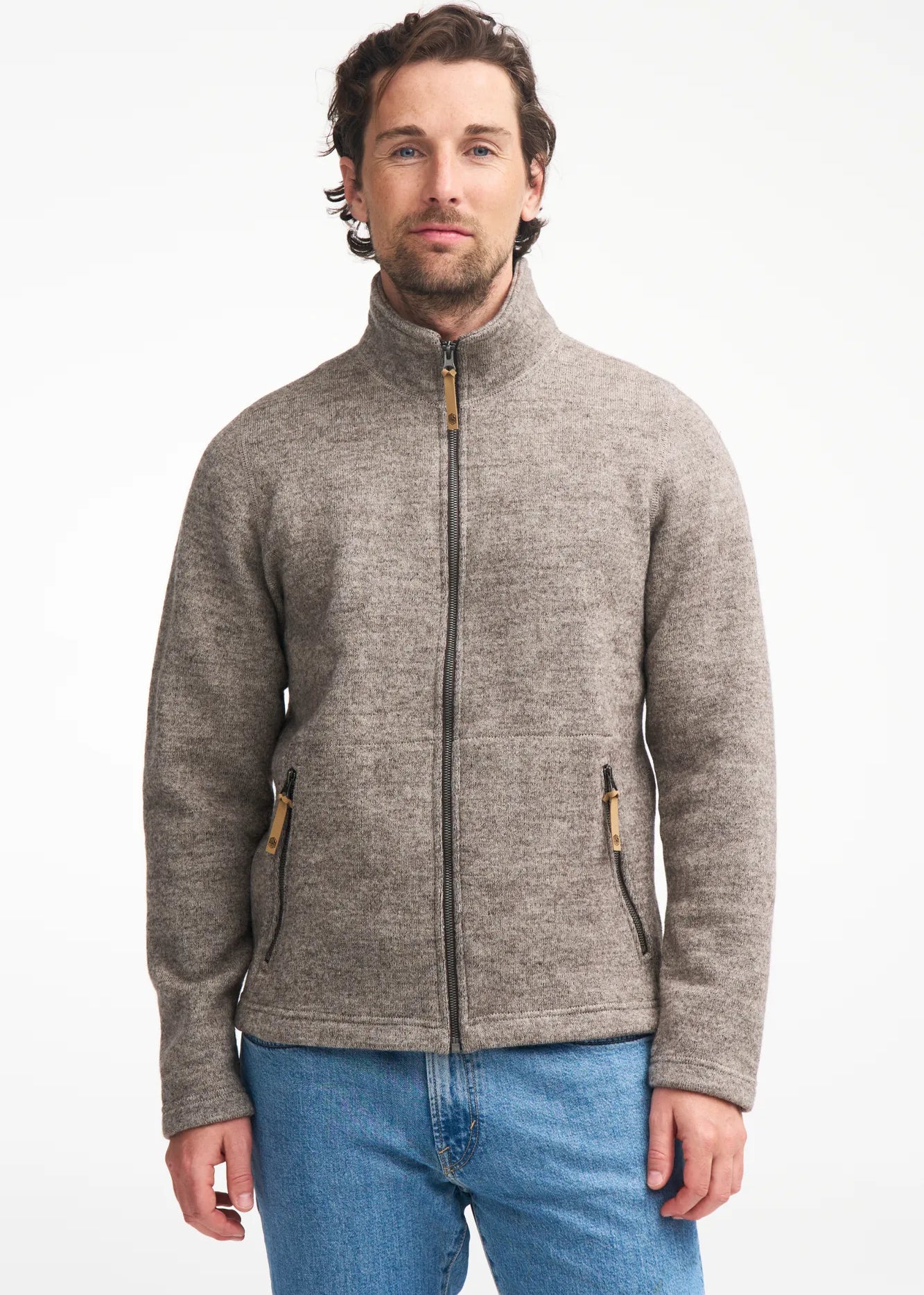 NLS SAP FULL ZIP, 100% OFÄRGAD ULL — LATTE - Ivanhoe of Sweden