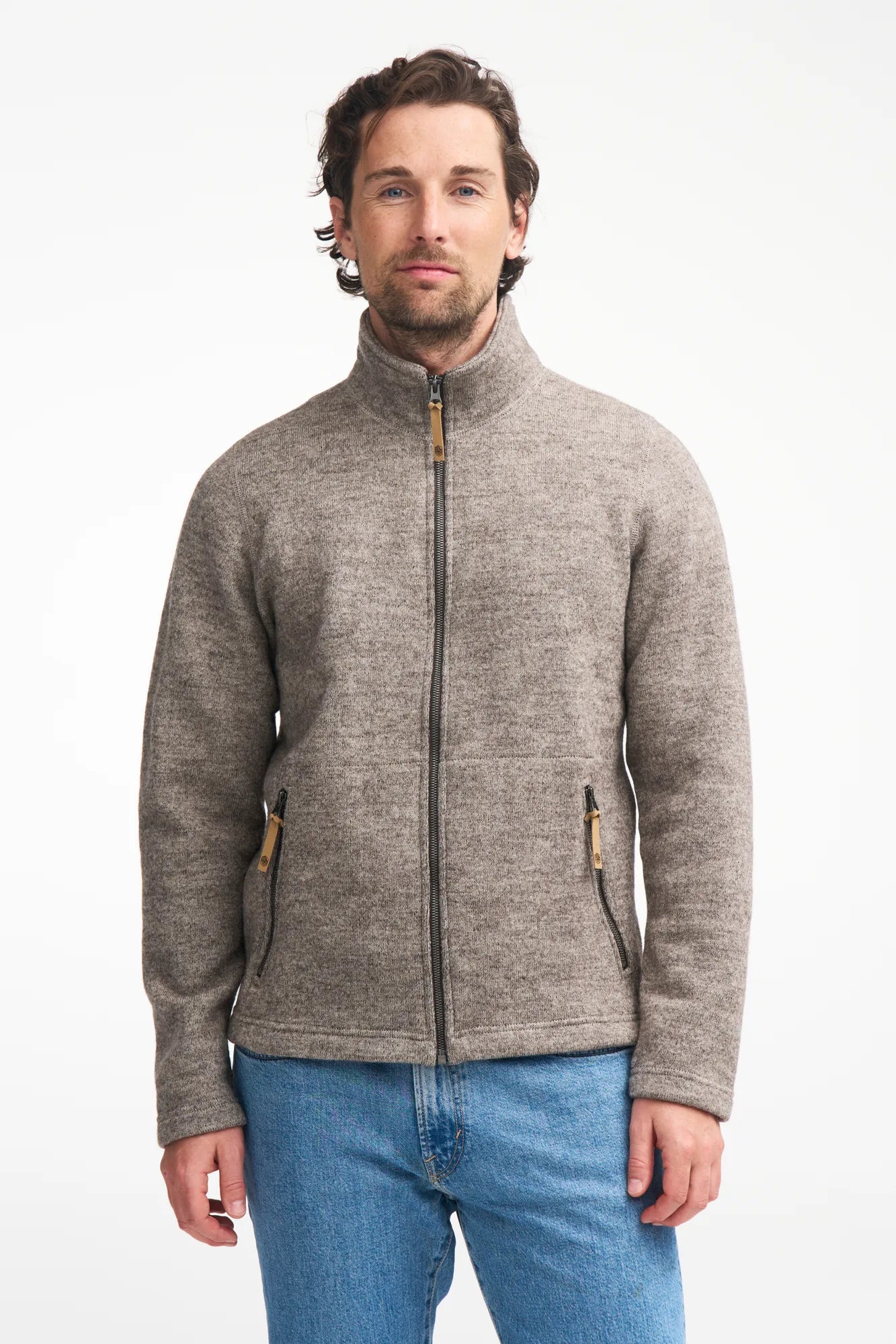 NLS SAP FULL ZIP, 100% OFÄRGAD ULL — LATTE - Ivanhoe of Sweden