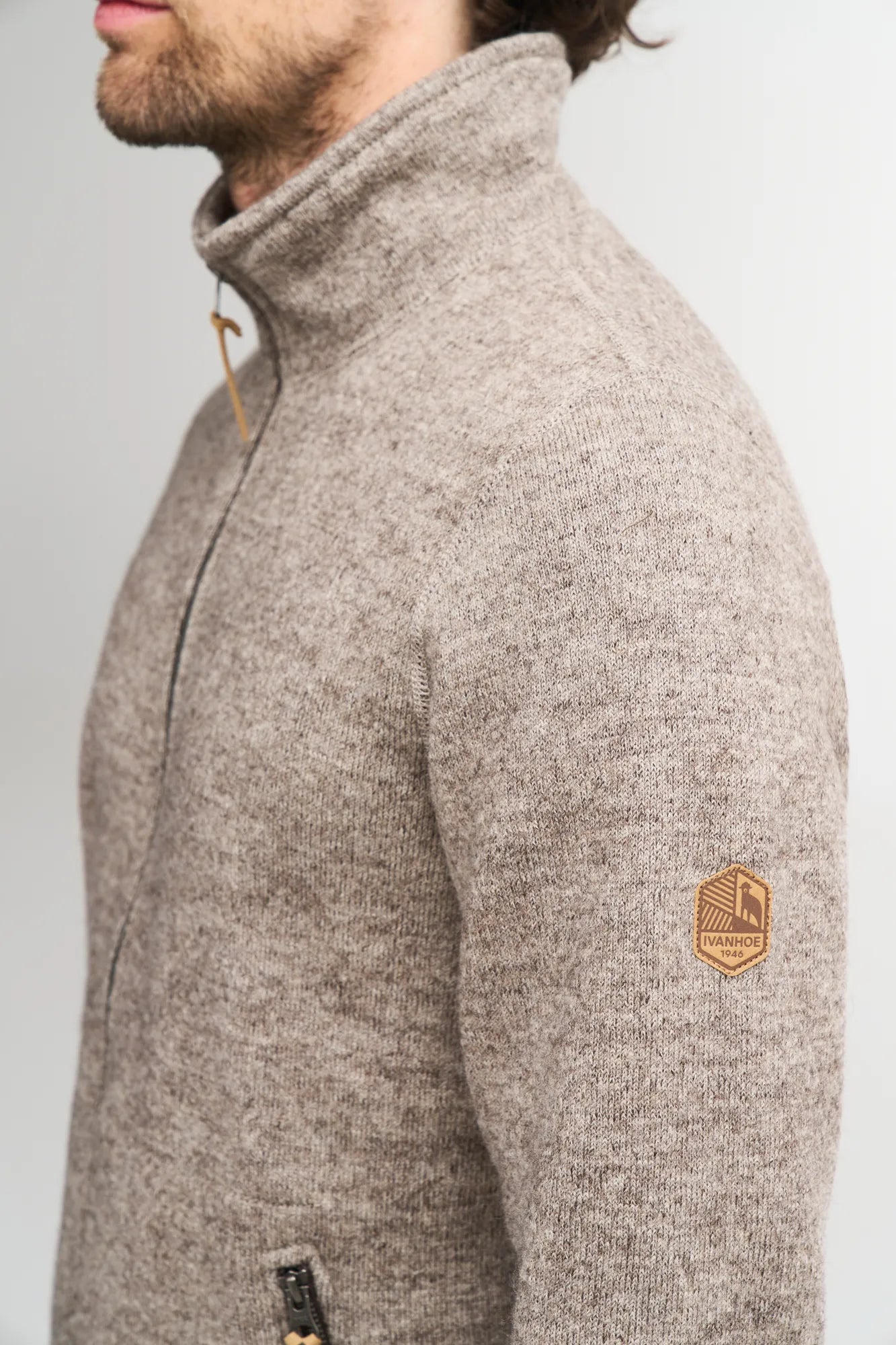 NLS SAP FULL ZIP, 100% OFÄRGAD ULL — LATTE - Ivanhoe of Sweden