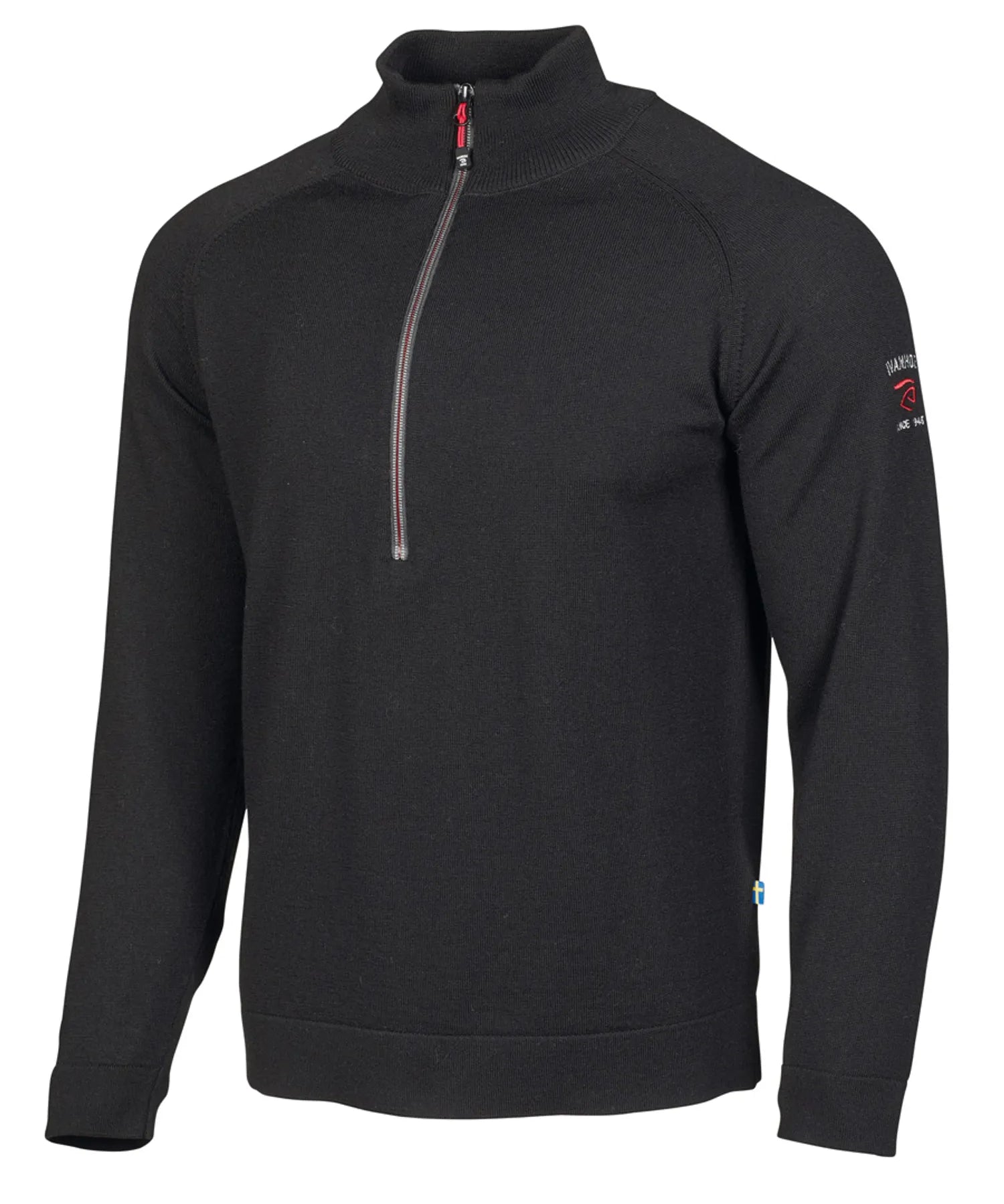 JOJJE HALF ZIP, 100% EXTRA FINE MERINOULL — BLACK - Ivanhoe of Sweden