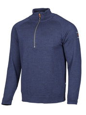 JOJJE HALF ZIP, 100% EXTRA FINE MERINOULL — STEELBLUE - Ivanhoe of Sweden