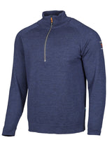 JOJJE HALF ZIP, 100% EXTRA FINE MERINOULL — STEELBLUE