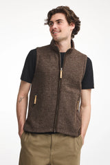 NLS BARLEY VEST, 100% UBEHANDLET ULD — CHOKOLADE