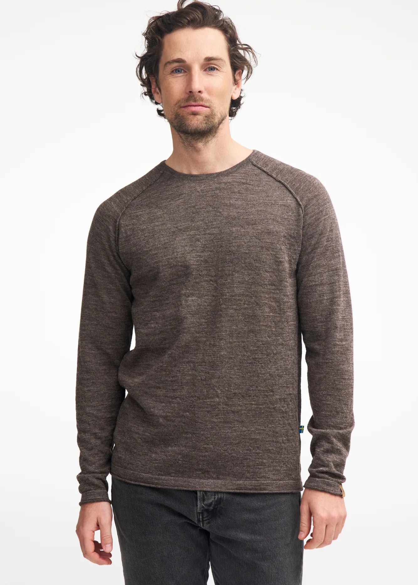 NLS BEECH CREWNECK, 100% OFÄRGAD ULL — NUTMEG - Ivanhoe of Sweden