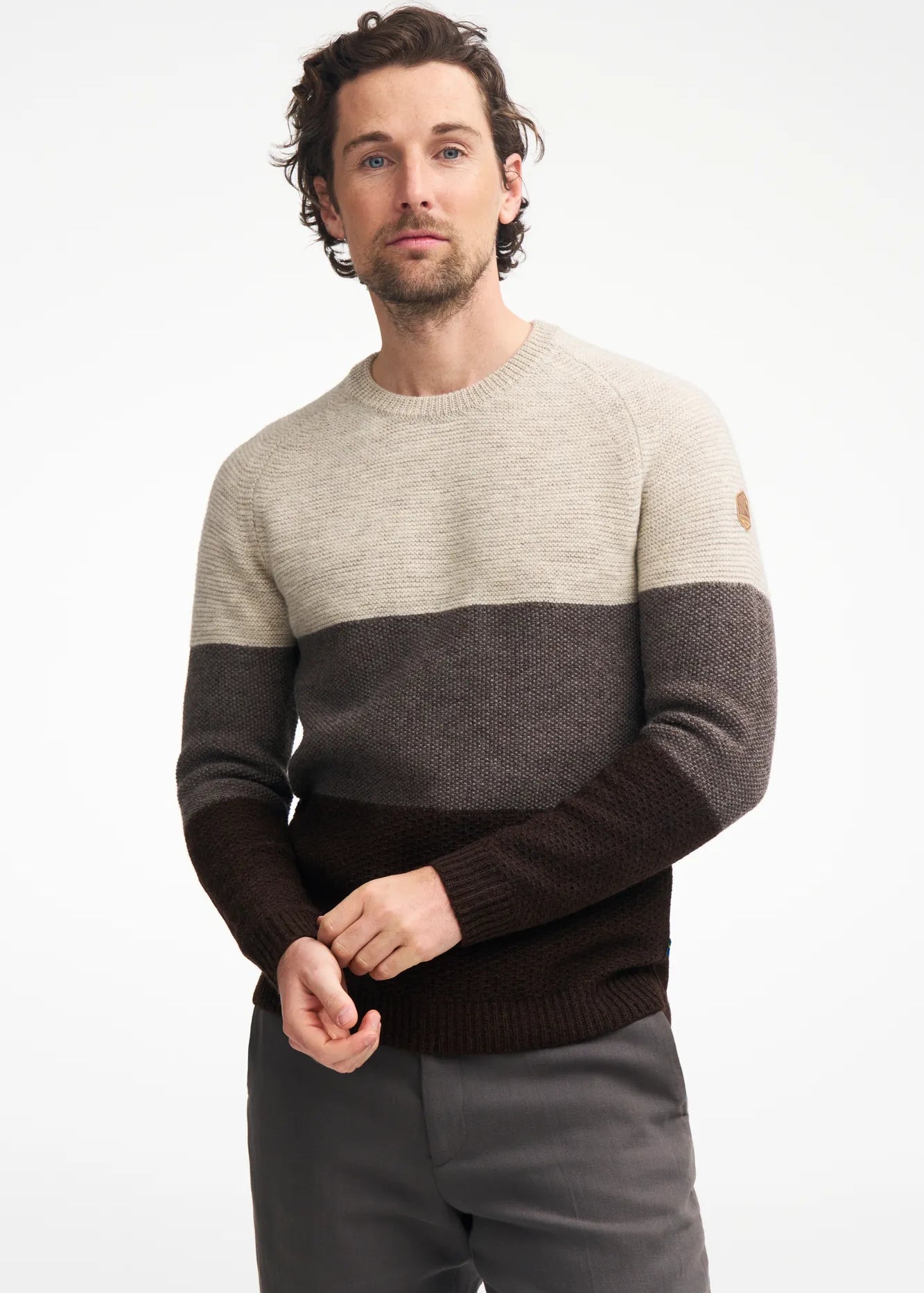 NLS LARCH CREWNECK, 100% OFÄRGAD ULL — BIRCH - Ivanhoe of Sweden