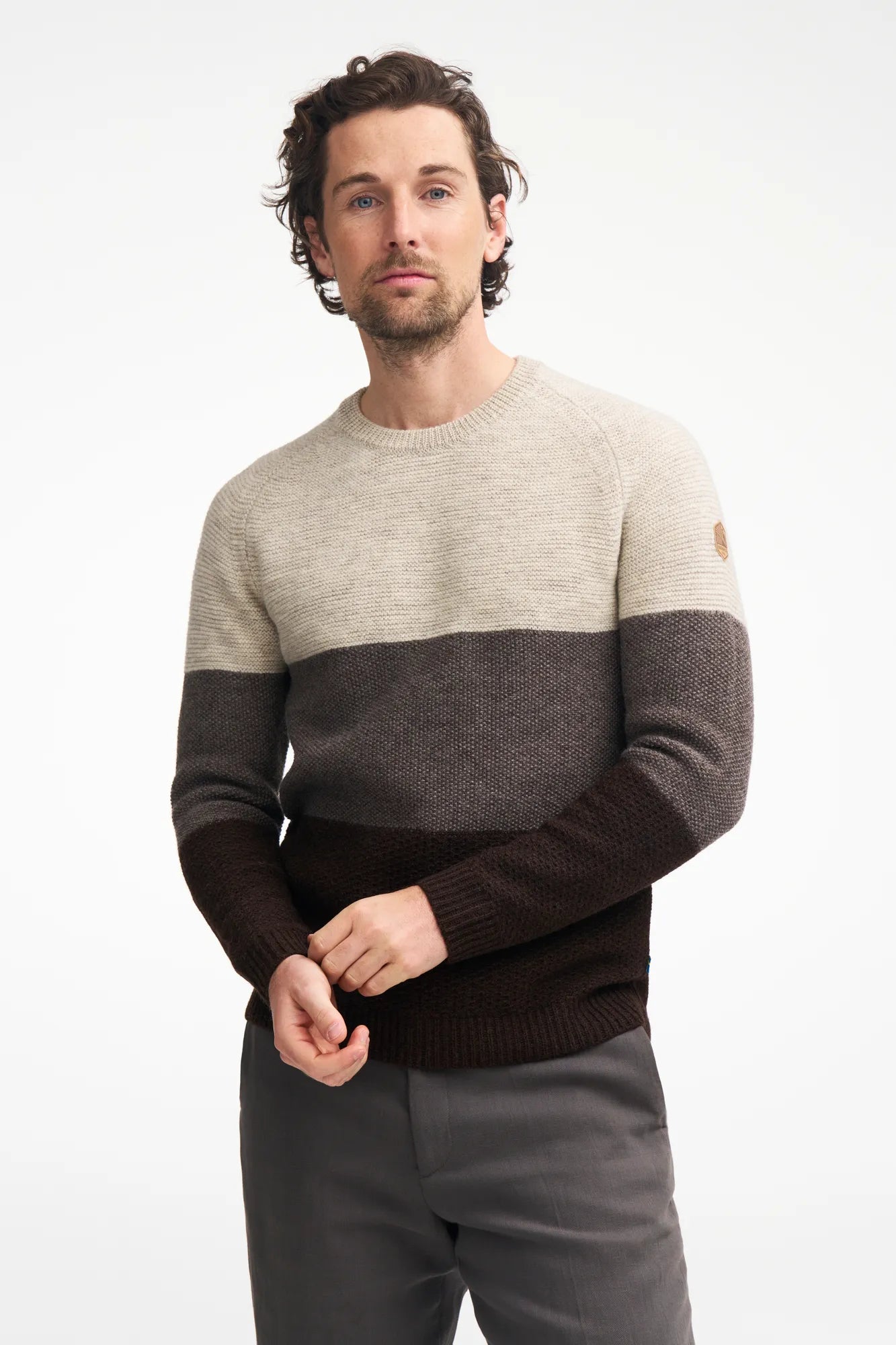 NLS LARCH CREWNECK, 100% OFÄRGAD ULL — BIRCH - Ivanhoe of Sweden