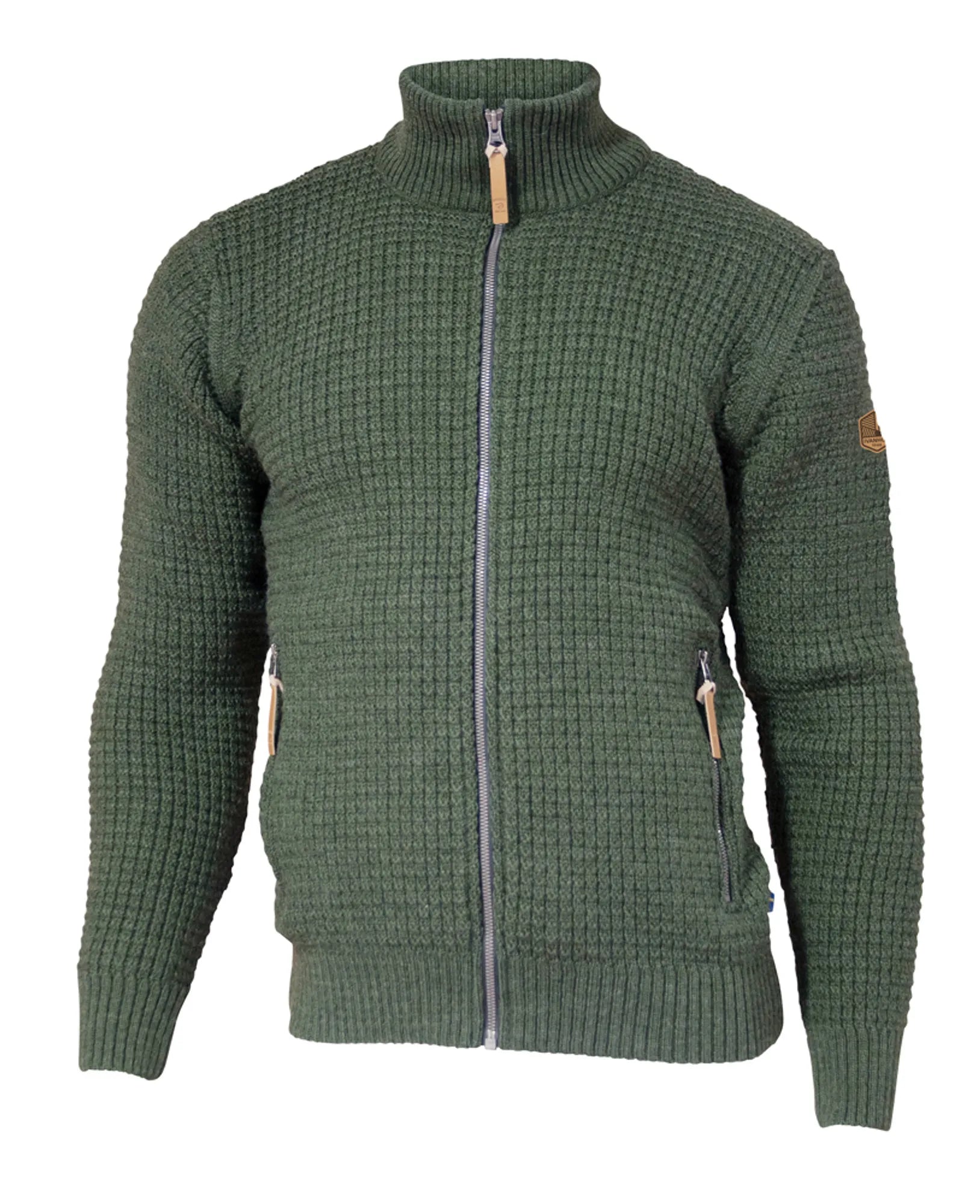 MORITZ FULL ZIP, 100% ULL — LODEN GREEN - Ivanhoe of Sweden
