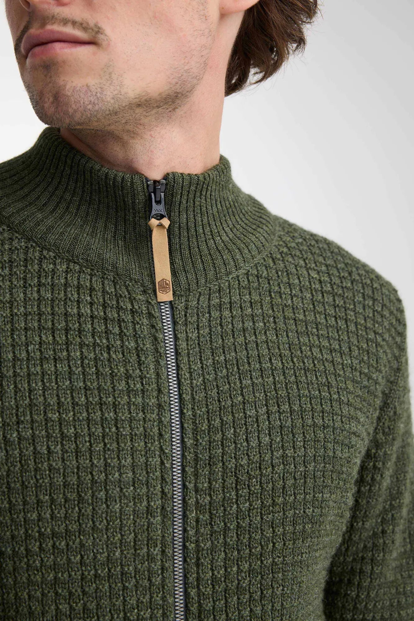 MORITZ FULL ZIP, 100% ULL — LODEN GREEN - Ivanhoe of Sweden