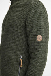 MORITZ FULL ZIP, 100% ULL — LODEN GREEN - Ivanhoe of Sweden