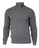 MORITZ HALF ZIP, 100% WOOL — GREY