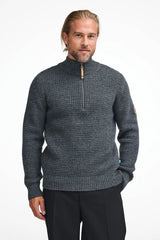 MORITZ HALF ZIP, 100% WOLLE — GREY